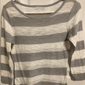 Gray/White Striped Top